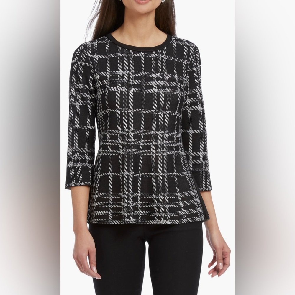 Nic + Zoe Plaid Peplum Tunic Top S
